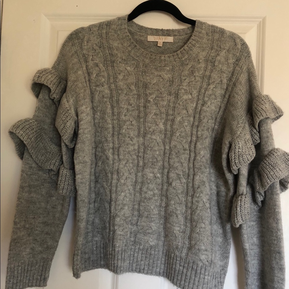 Wayf sweater with ruffle sleeve detail